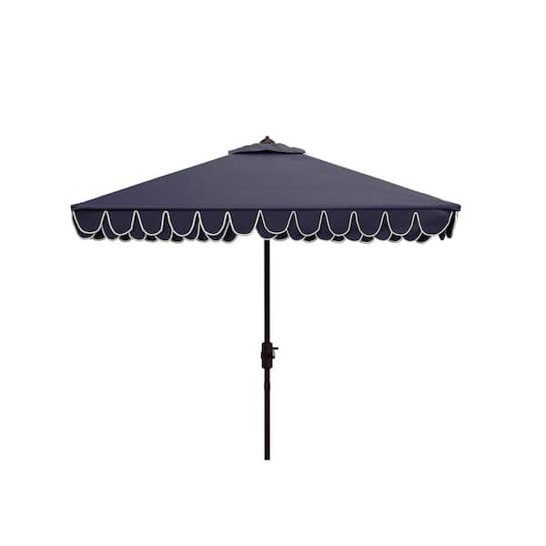 Elegant Valance 7.5 ft. Aluminum Market Tilt Patio Umbrella in Navy/White