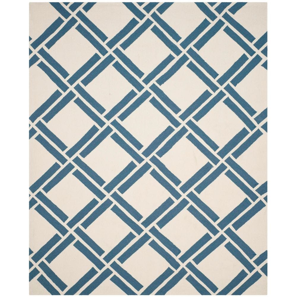 SAFAVIEH Four Seasons 9 ft. x 12 ft. Ivory/Blue Geometric Diamond Area ...