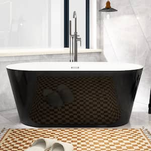 60 in. x 31 in. Freestanding Soaking Bathtub with Center Drain in Black