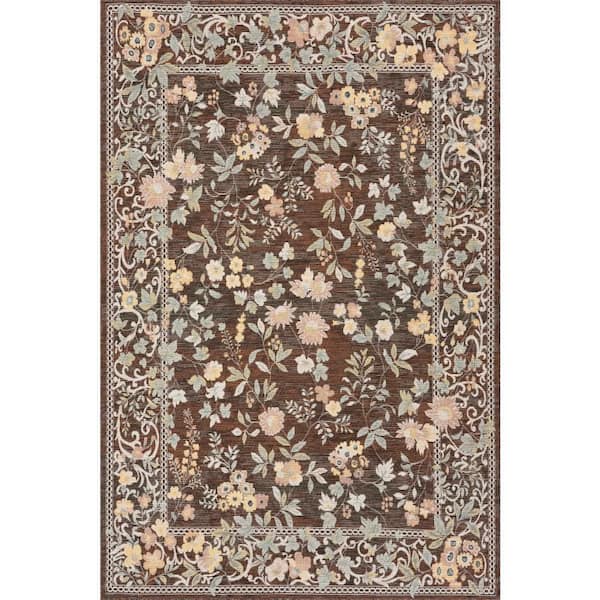 Selorae Transitional Brown 5 ft. x 8 ft. Outdoor Area Rug