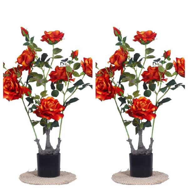 Garvee 2. 3 ft. 2-Pieces Artificial Peony Flower Trees, Faux Peony Plant in Pot