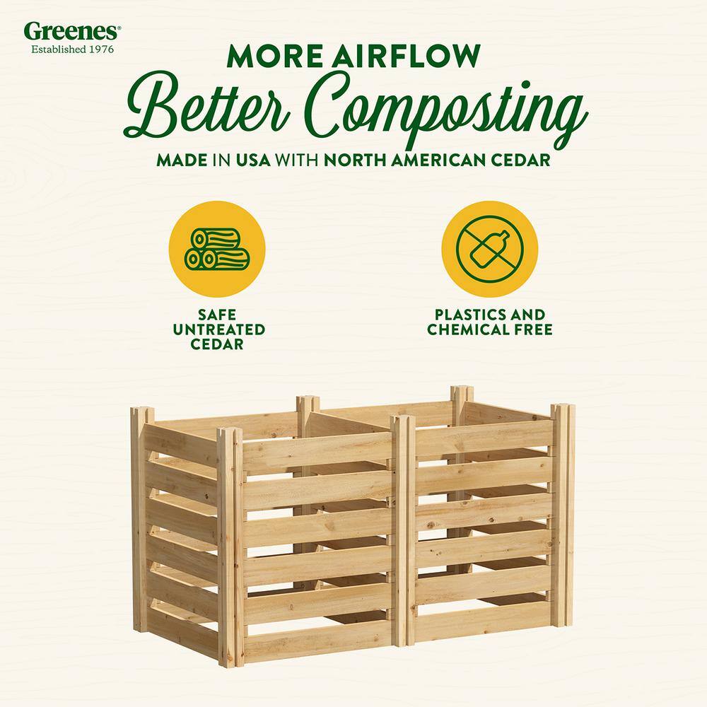 Greenes Cedar Wood Outdoor Stationary Composter, 24" W x 48" L x 31" H
