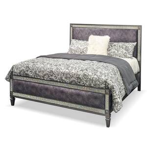 Augenst Gray Wood Frame Full Panel Bed with Upholstered Headboard