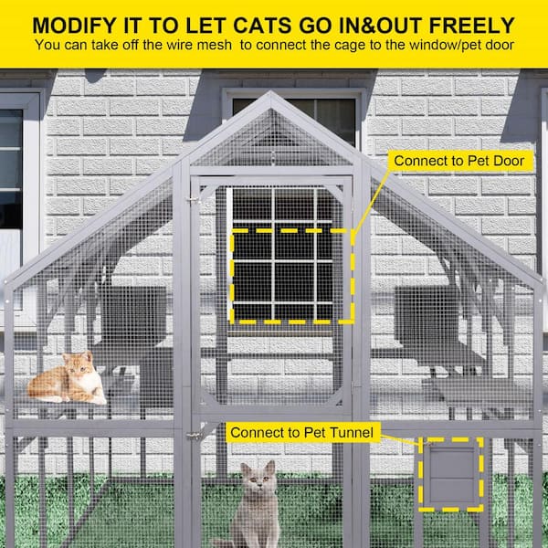 COZIWOW Wooden Outdoor Cat Enclosure Run Playpen Catio CW12B0379-T01 - The  Home Depot