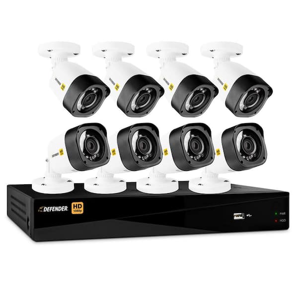 Defender 8-Channel HD 1080p 1TB Surveillance Systems Security System and 8 Bullet Cameras with Mobile Viewing