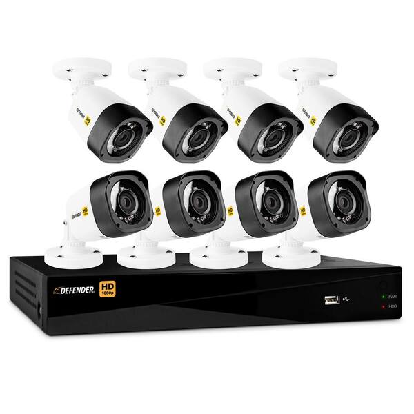 Defender 16-Channel HD 1080p 2TB Surveillance Systems Security System and 8 Bullet Cameras with Mobile Viewing