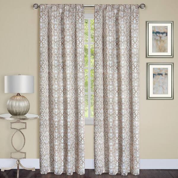 ACHIM Madison Taupe Polyester Rod Pocket Curtain - 54 in. W x 63 in. L