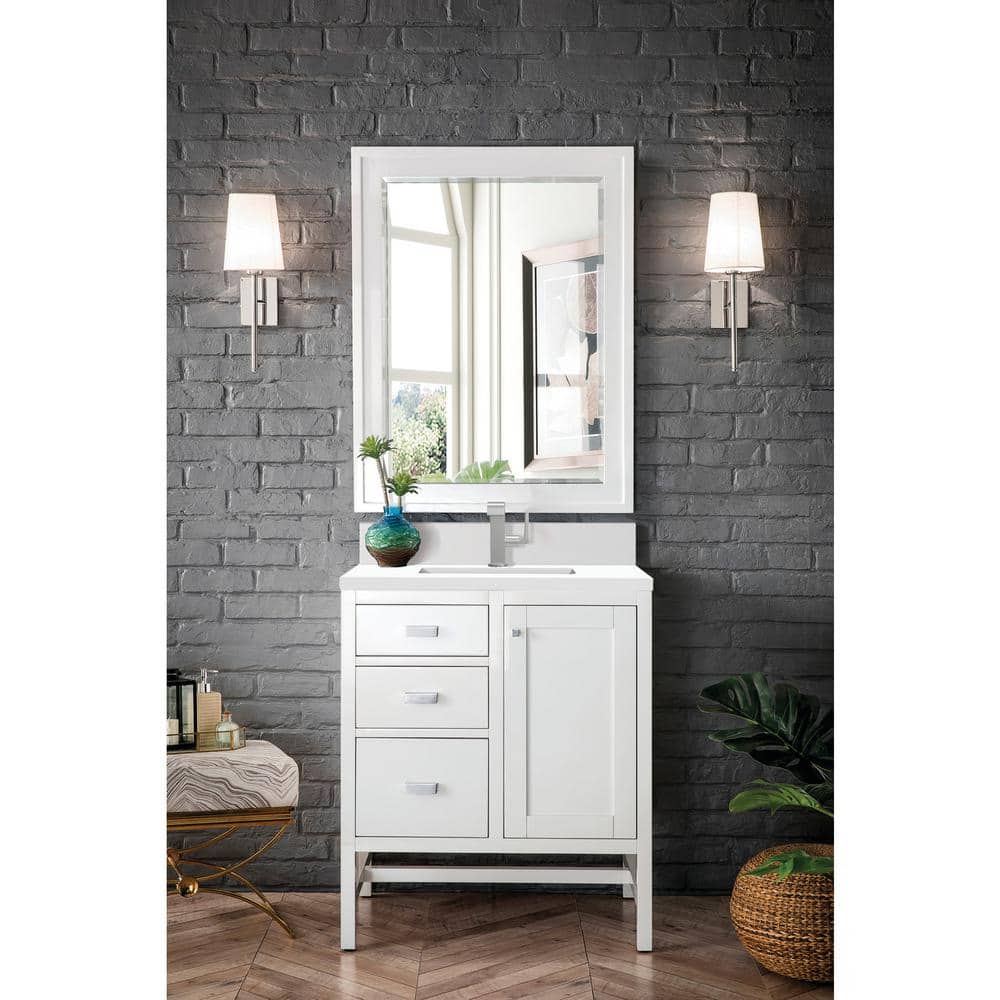 Addison 30.0 in. W x 23.5 in. D x 35.5 in. H Single Bathroom Vanity in Glossy White with White Zeus Quartz Top price history on PriceWatchPro
