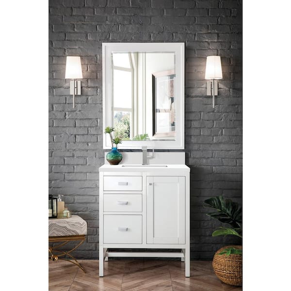 Addison 30.0 in. W x 23.5 in. D x 35.5 in. H Single Bathroom Vanity in Glossy White with White Zeus Quartz Top