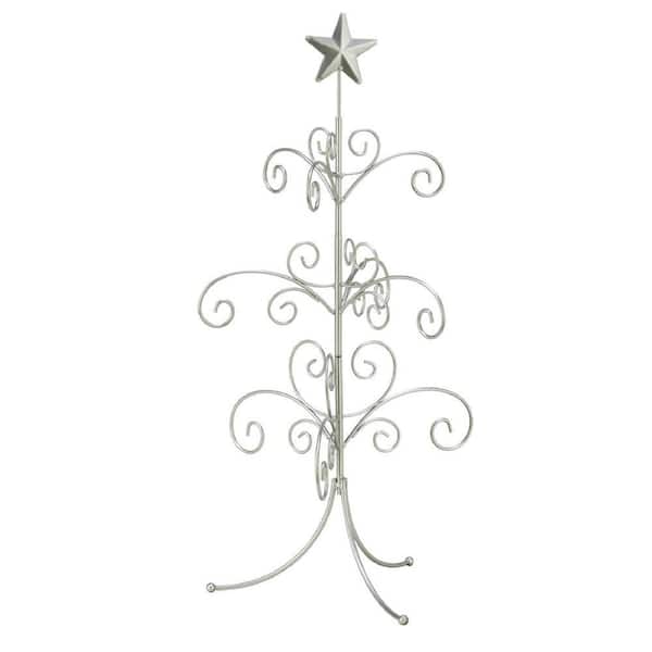 22 in. Silver Metal Christmas Ornament Tree with Hanging Branches