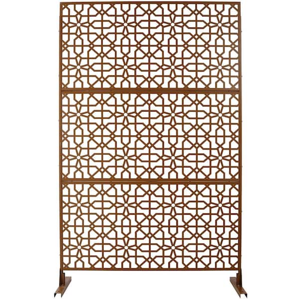 4 ft. x 6.3 ft. Brown Steel Outdoor Privacy Screen, Freestanding