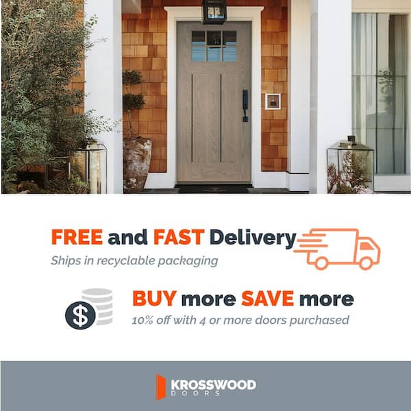 PINNACLE Craftsman 36 in. x 79 in. 6 Lite Universal/Reversible Clear Glass Unfinished Fiberglass Front Door Slab