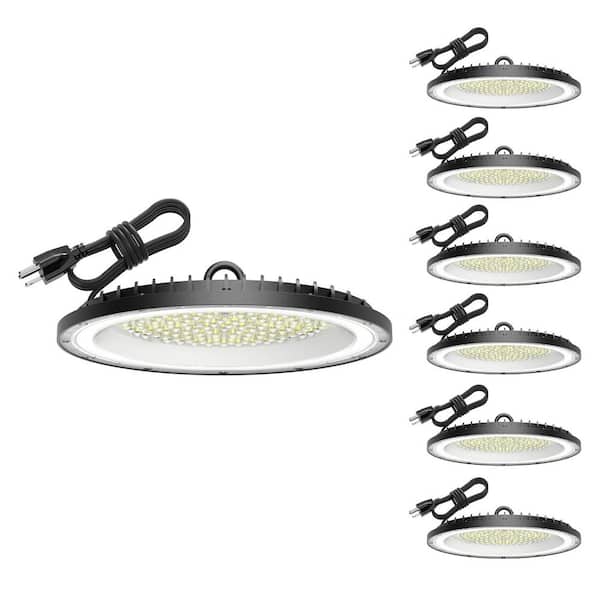 10.6 in. Black Integrated LED UFO High Bay Light 45000 Lumens 6000K Daylight (6-Pack)