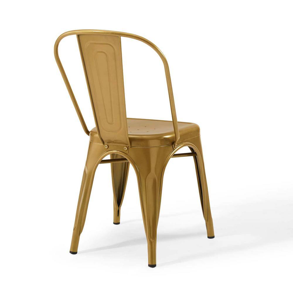 Gold Metal Bistro Dining Side Chair Set of 2