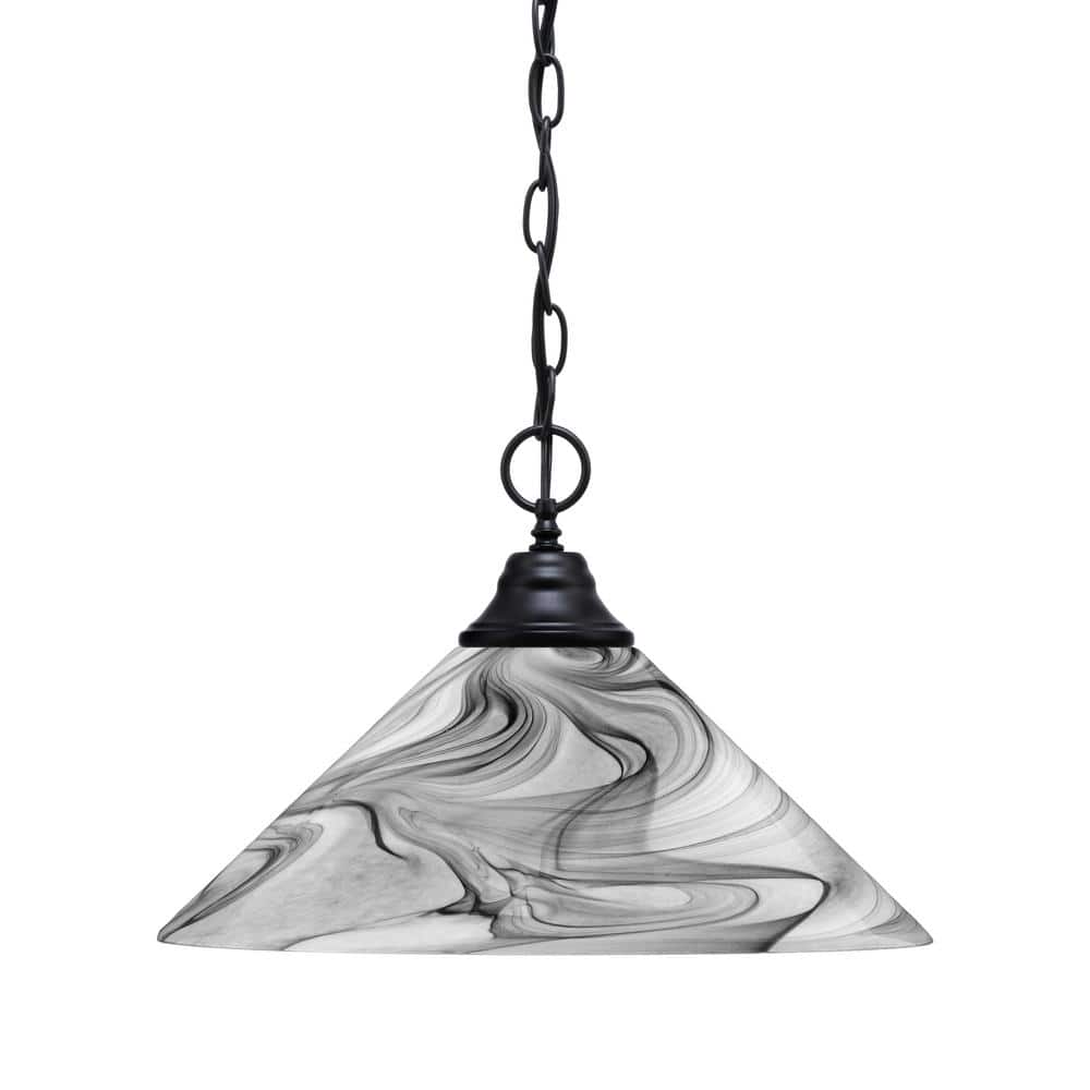 Kingston 100-Watt 1 Light Matte Black Finish Shaded Pendant Light with 16 i