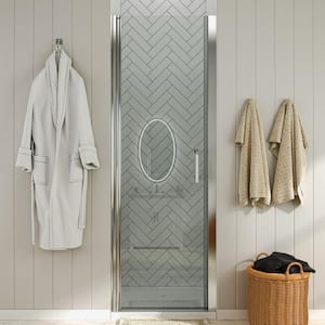30 to 31-1/4 in. W. x 72 in. H Pivot Swing Frameless Shower Door in Chrome with Clear Glass
