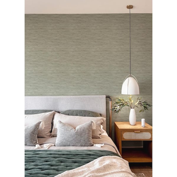 Grassweave Green Faux Grasscloth Vinyl Peel and Stick Wallpaper