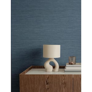 Sheehan Denim Faux Grasscloth Textured Non-pasted Paper Wallpaper