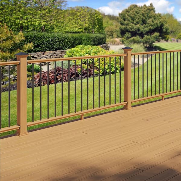 6 ft. Cedar Moulded Rail Kit with Aluminum Round Balusters