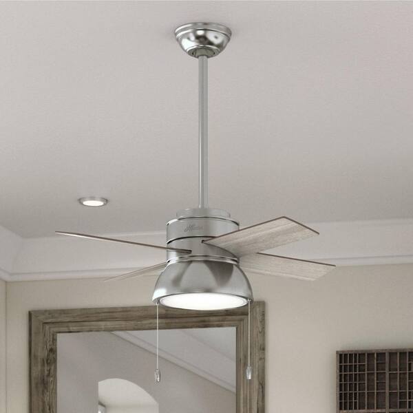 Hunter Loki 36 In Indoor Brushed Nickel Ceiling Fan With Light Kit 51040 The Home Depot Indoor Brushed Nickel Ceiling Fan, Turbina Brushed Steel Ceiling Fan