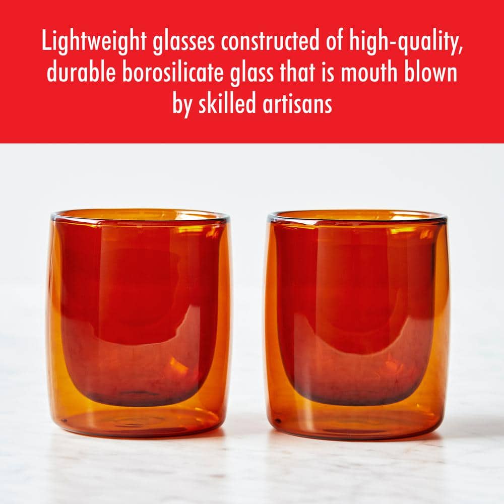 Amber Double-Wall Borosilicate Glass Tumbler Set