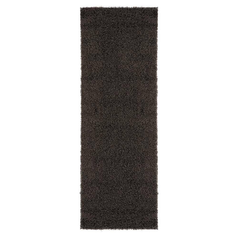 Sweet Home Stores Cozy Shag Collection Charcoal Grey 2 ft. x 5 ft. Runner RugCOZY27642X5 The