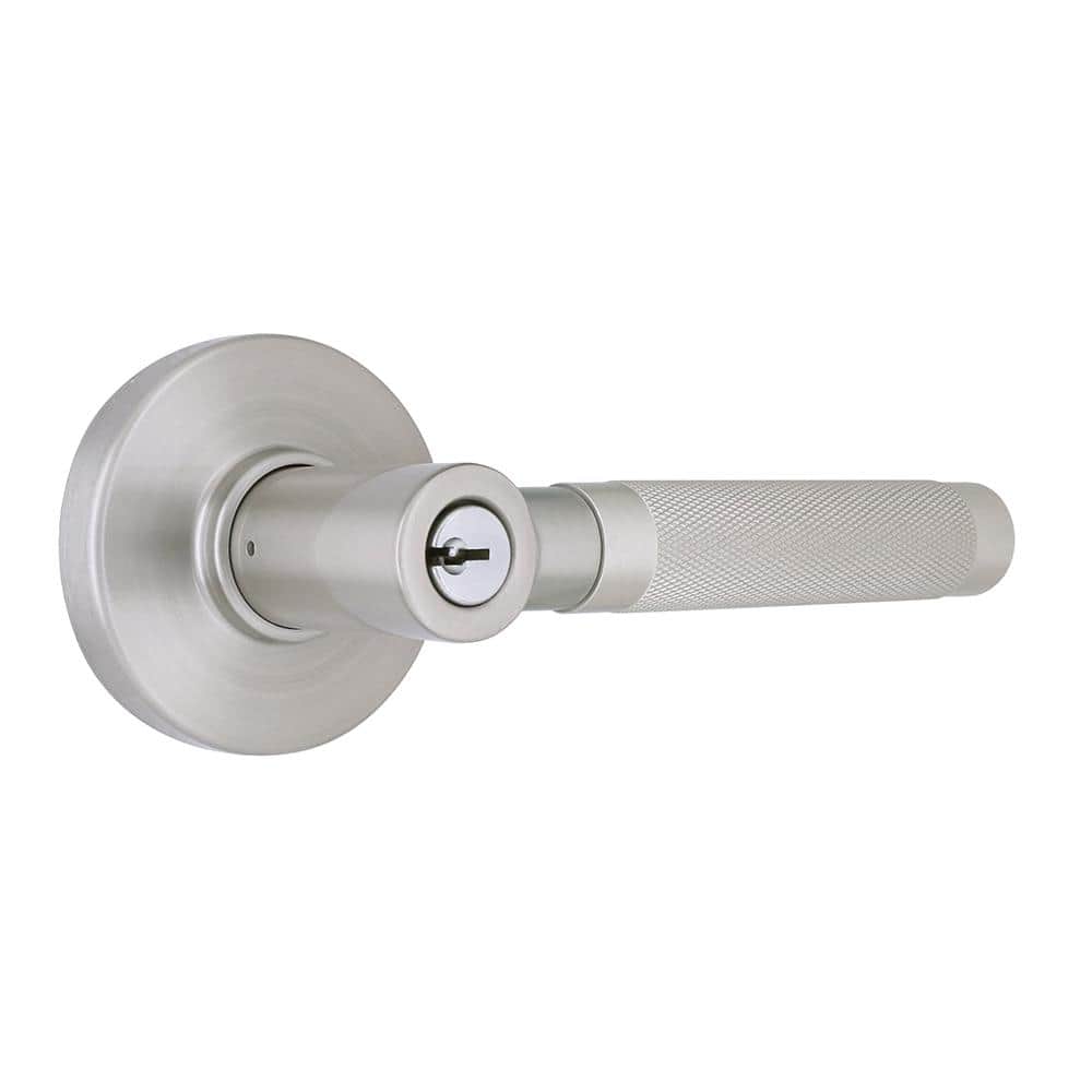 Woodcliff Satin Nickel Keyed Entry Door Lever Featuring Dual Keyway