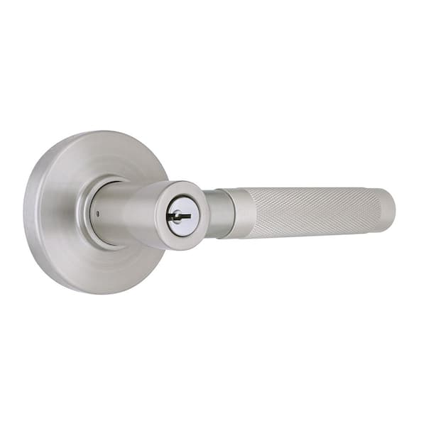 Home Decorators Collection Woodcliff Satin Nickel Keyed Entry Door Lever Featuring Dual Keyway
