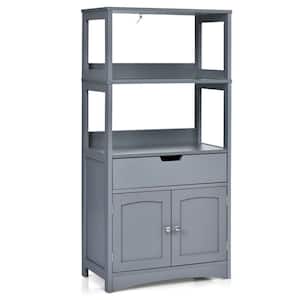 24 in. W x 13 in. D x 48 in. H Gray Bathroom Storage Linen Cabinet with Drawer and Shelf