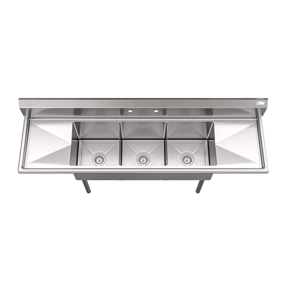 75'' Stainless Steel Triple Bowl Commercial Kitchen Sink
