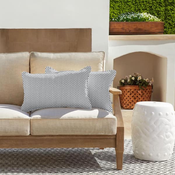 SORRA HOME 12 in. H x 24 in. W x 6 in. D Rectangle Outdoor Lumbar Pillow (2-Pack) in Sunbrella