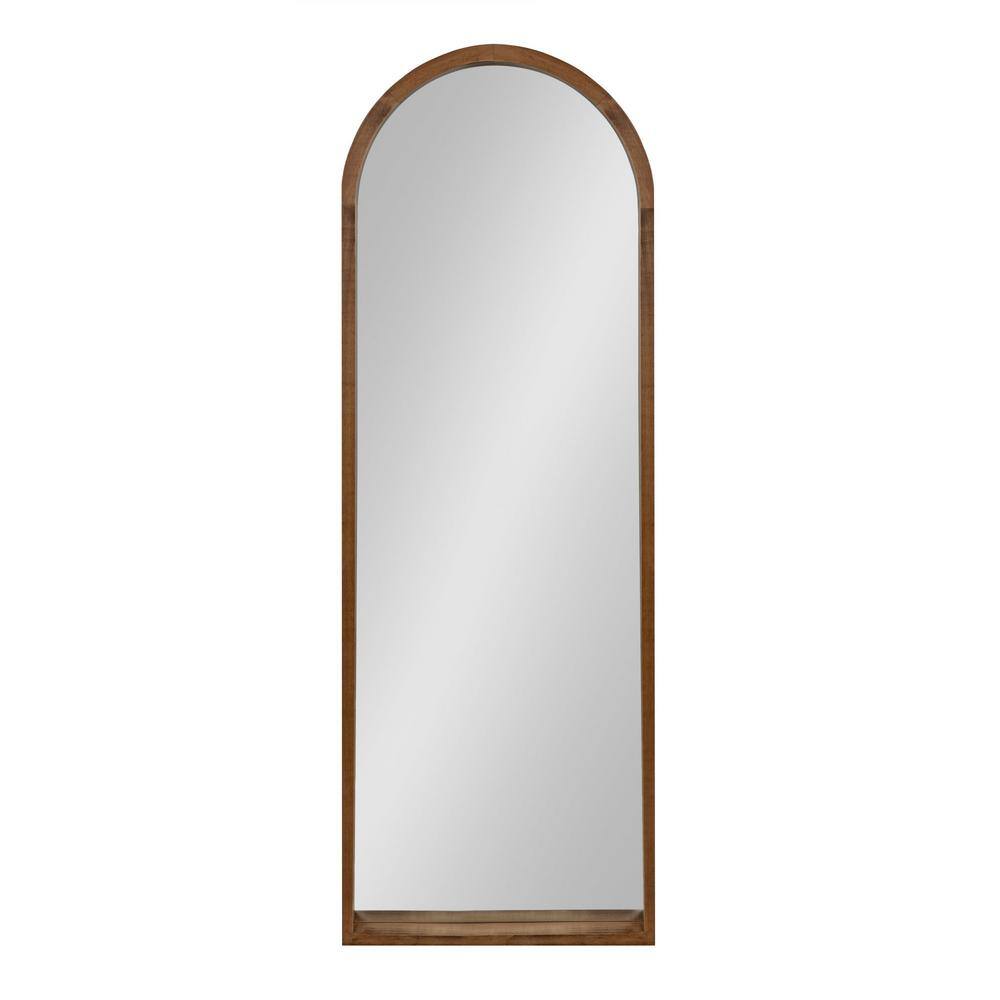 Hutton Modern Farmhouse Full-Length Arched Wood Mirror in Rustic Brown