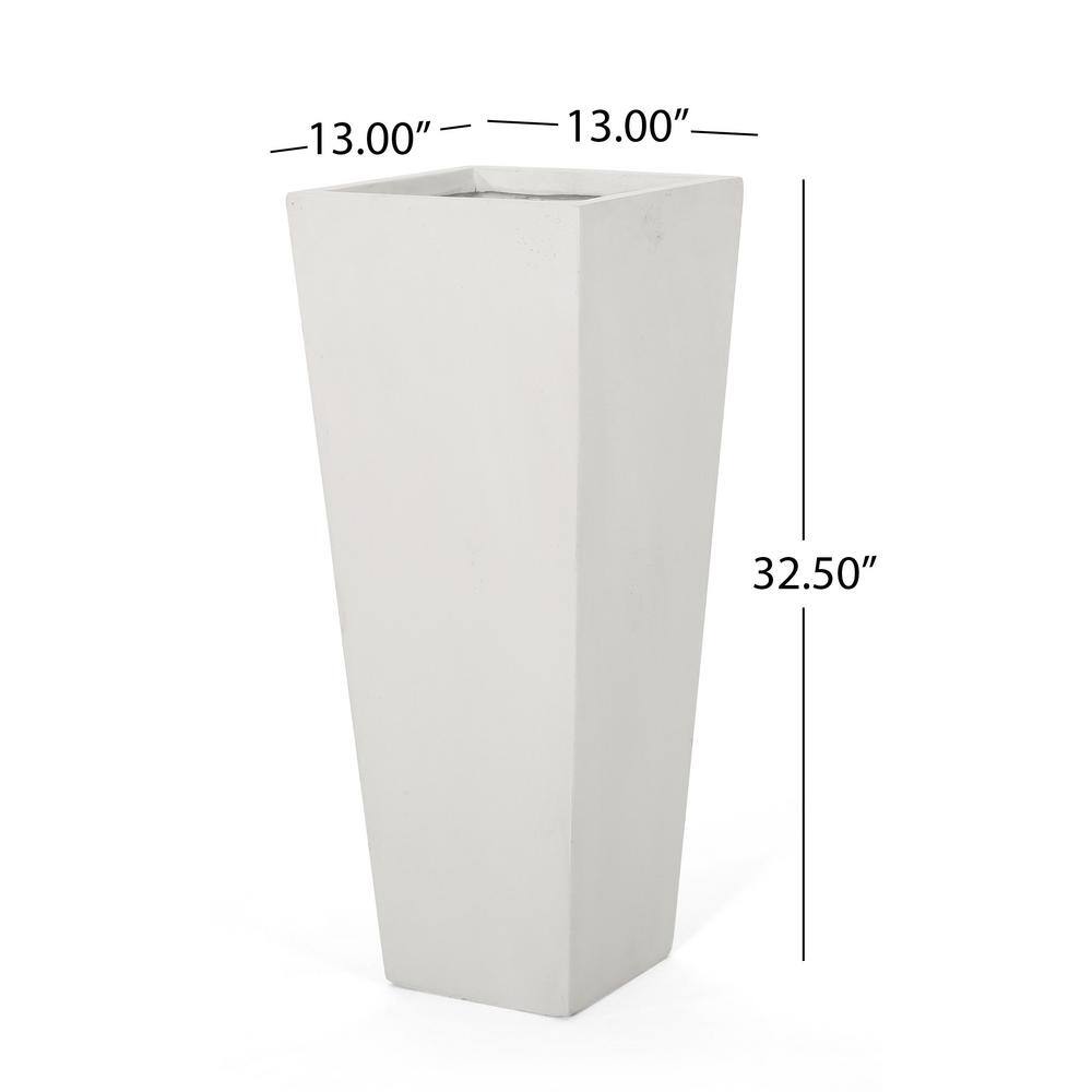Matte White Cast Stone Tapered Outdoor Planter Set