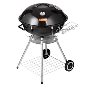 22 in. Kettle Charcoal Grill Premium Kettle Grill with Wheels, Porcelain-Enameled Lid and Ash Catcher, Black