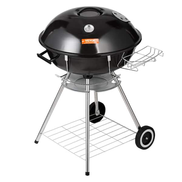 VEVOR 22 in. Kettle Charcoal Grill Premium Kettle Grill with Wheels, Porcelain-Enameled Lid and Ash Catcher, Black