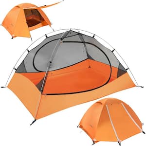 Light-Weight 2-Person Polyester Camping Tent in Orange