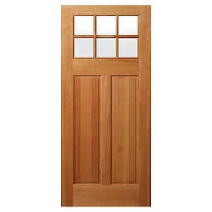 36 in. x 80 in. 2-Panel Universal 6-Lite TDL Satin Glass Unfinished Fir Wood Front Door Slab with Ovolo Sticking