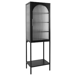 Black Metal Storage Cabinet with 2-Doors and 4 Shelves, Lockable Tall ...