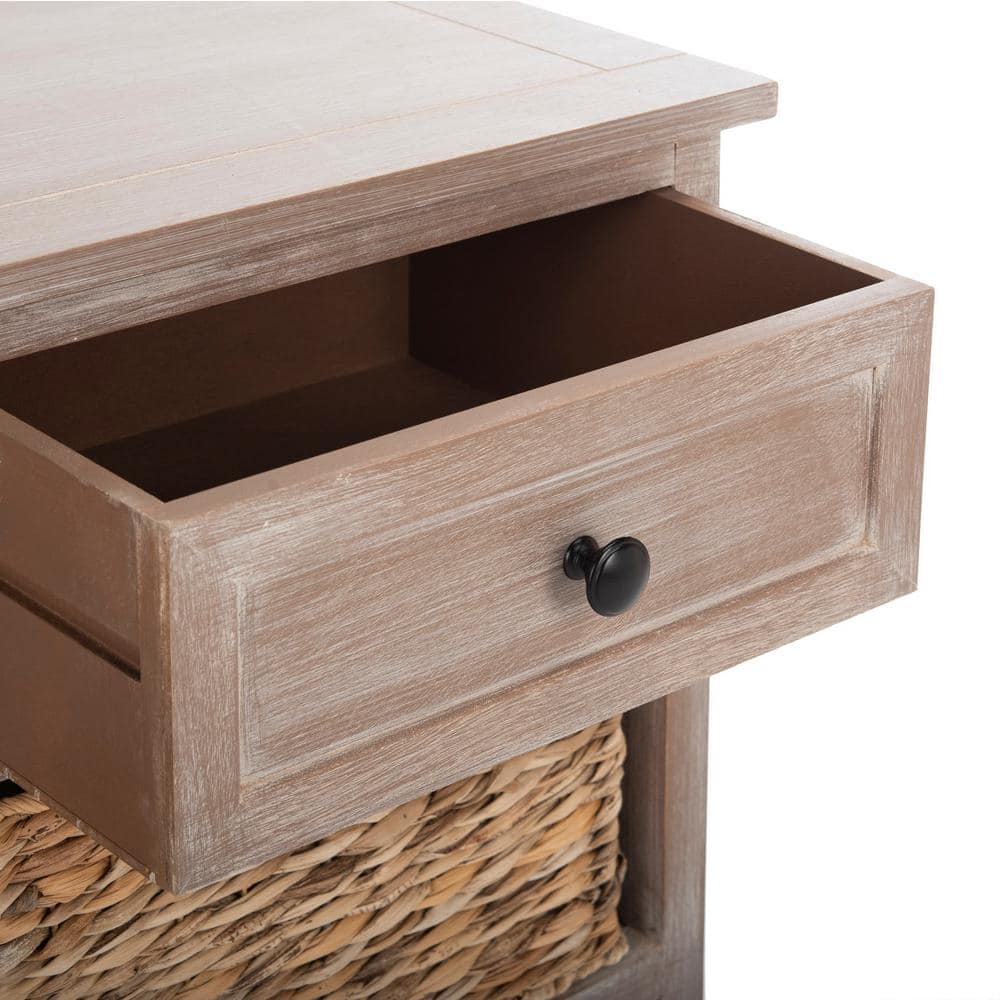 Herman 30" Beige Pine Storage Unit with Wicker Baskets