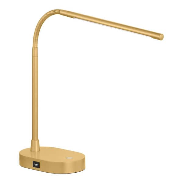 Hampton Bay 20 in. Gold LED Table Task Lamp with 5-Volt 2 Amp USB