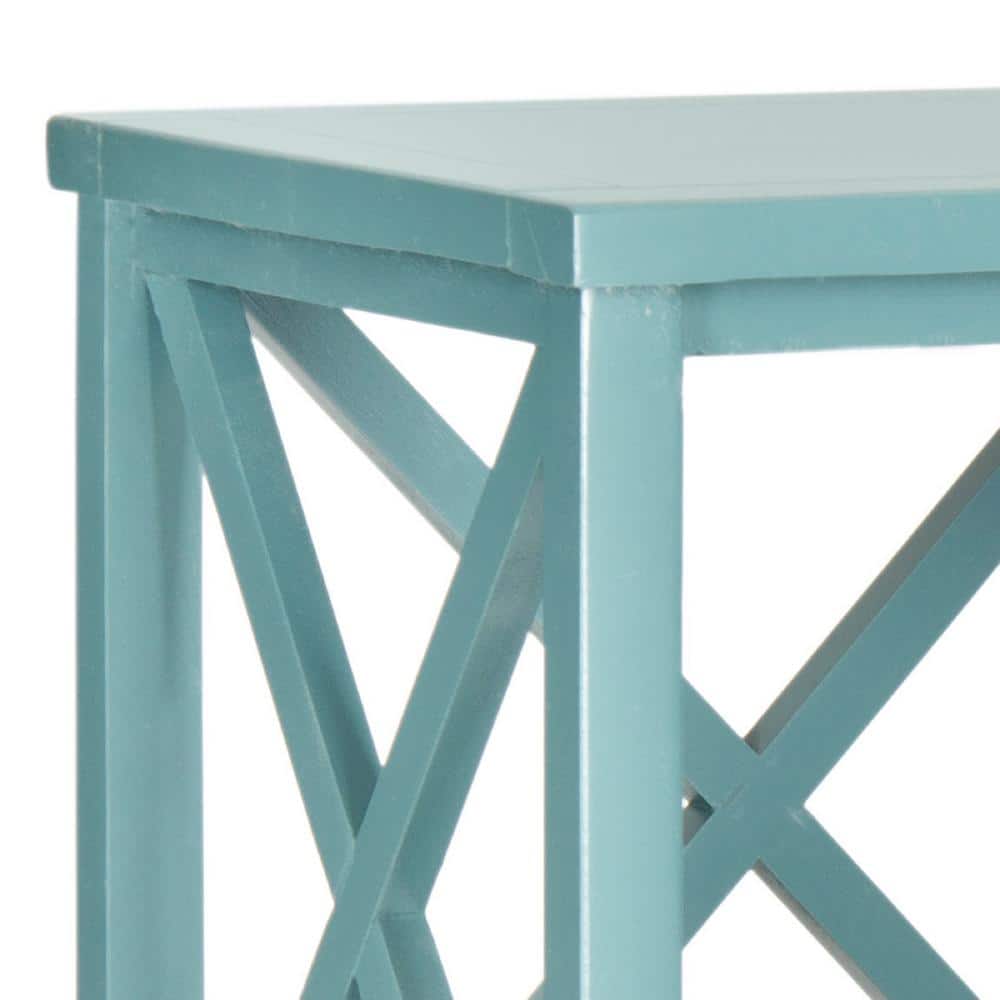 Transitional Liam 2-Tier Open Bookcase in Slate Teal