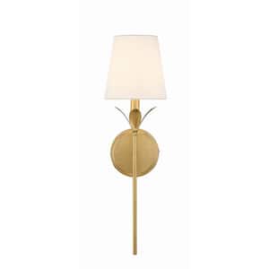 Broche 1-Light Antique Gold Wall Sconce