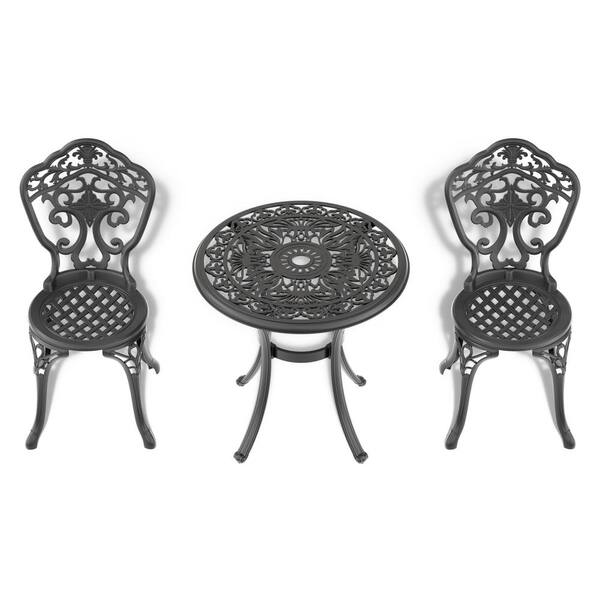 Willit Elegant 3Piece Cast Aluminum Round Outdoor Dining Set SLBK60231063 The Home Depot