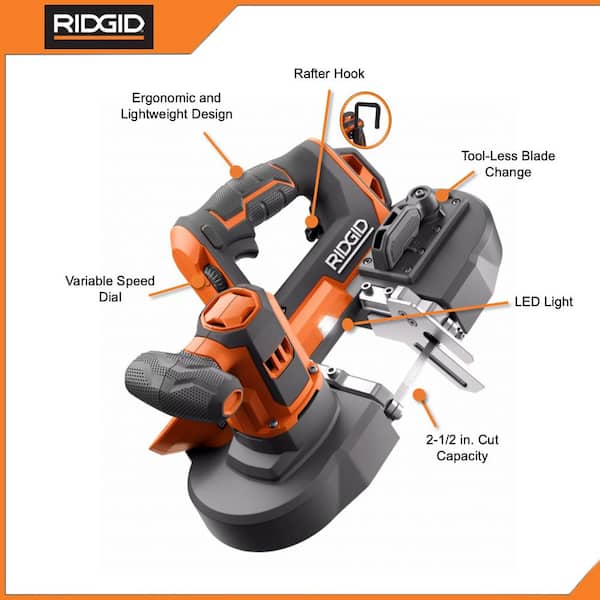 RIDGID R8604B-AC9540 18V Cordless Compact Band Saw Kit with 18V Lithium-Ion Max Output 4.0 Ah Battery and Charger - 3