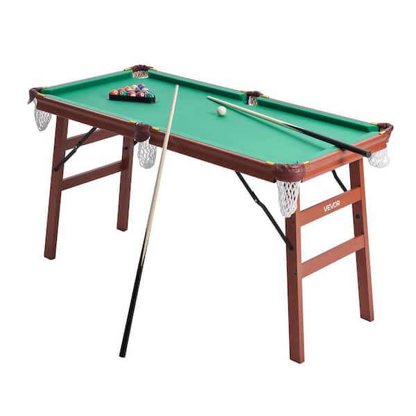 Folding Pool Table, 4.5 ft. Portable Billiards Tables, Foldable Space-Saving Entertainment Game Set for Family Use