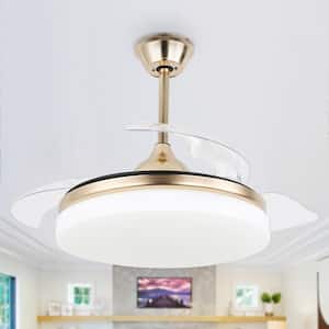 Utica 42in. LED Indoor 6-Speed French Gold Color-Changing Retractable Ceiling Fan with Light,remote Control