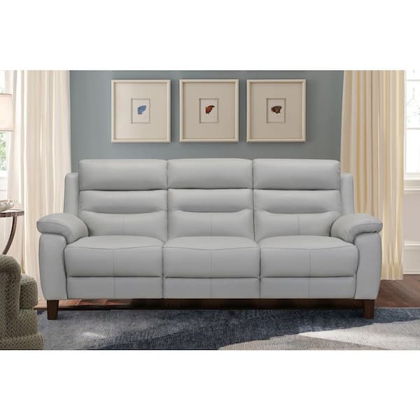 Hayward 82 in. Dove Gray Leather Power Reclining Sofa
