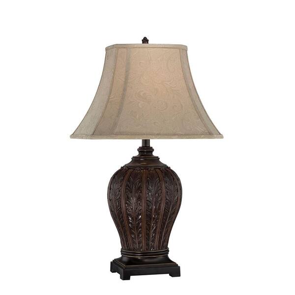 Illumine Designer Collection 29.5 in. Antique Bronze Table Lamp with Tan Fabric Shade