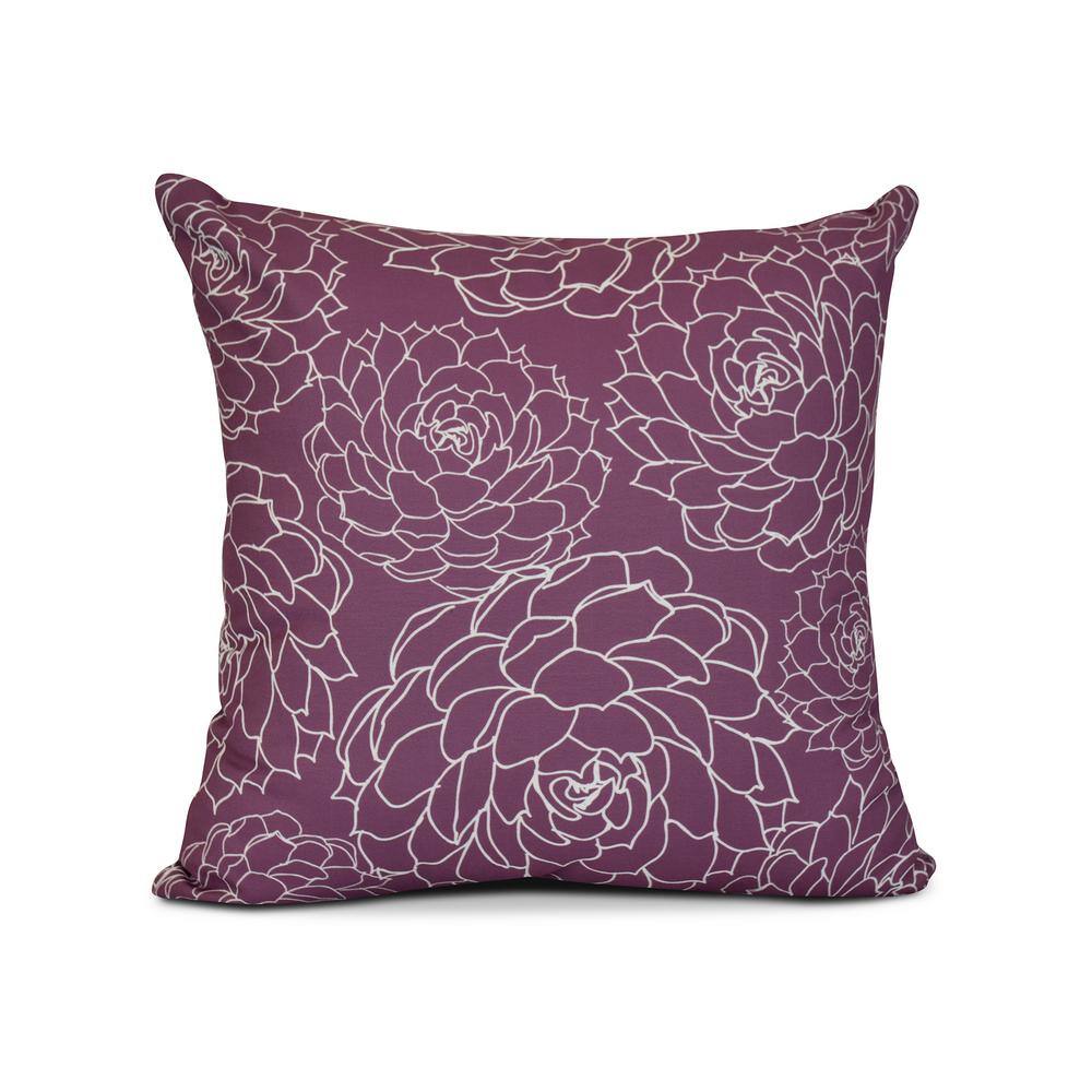 Olena Floral Print Throw Pillow in Purple