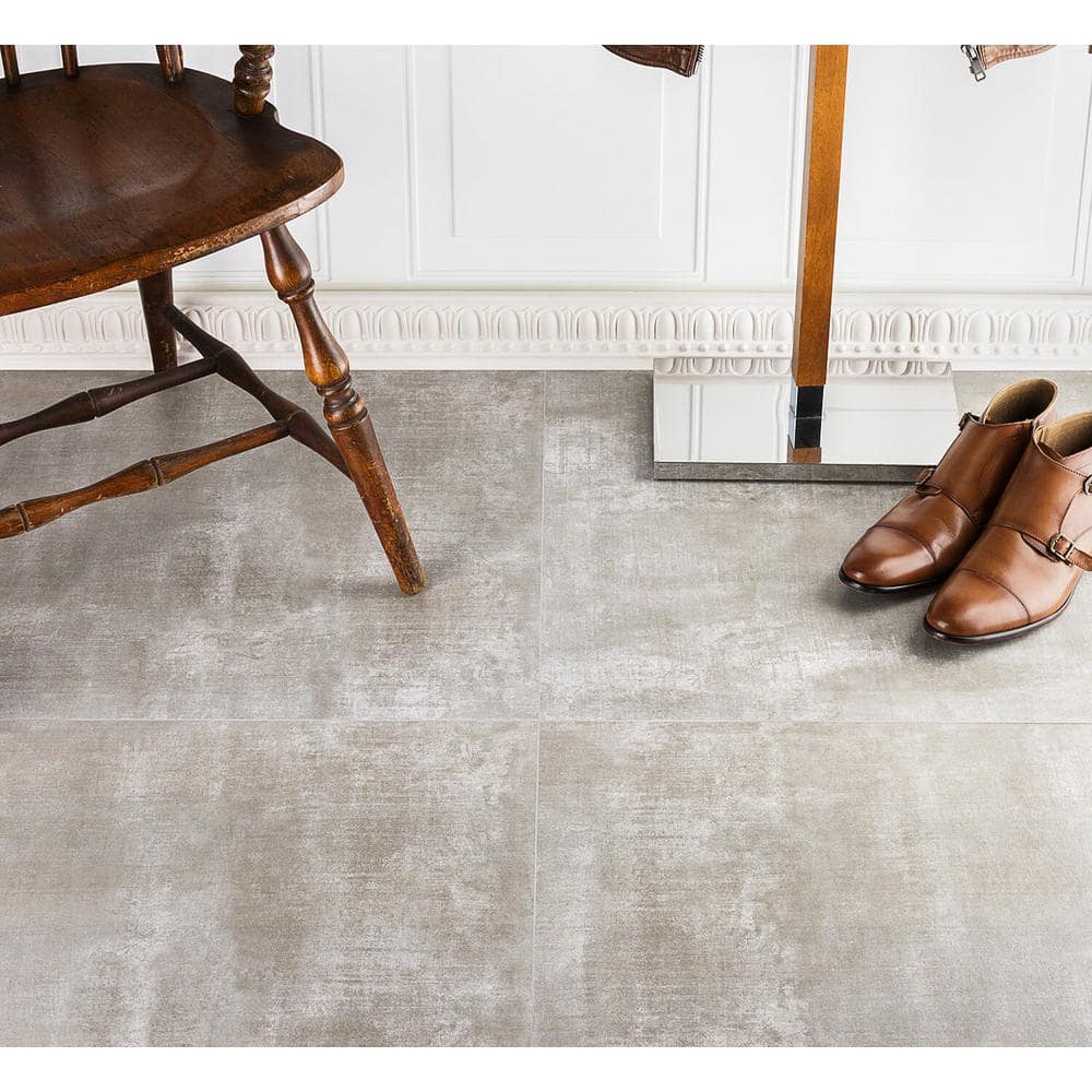 Ash Gray 24" x 24" Matte Porcelain Cement Look Tile